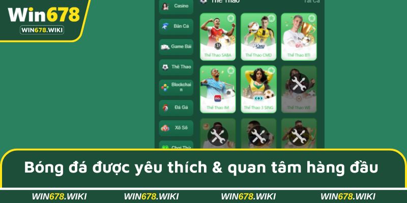 Bóng đá là bộ môn được yêu thích & quan tâm hàng đầu tại sảnh game WIN678