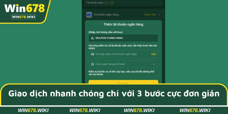 Giao dịch nhanh chóng chỉ với 3 bước cực đơn giản