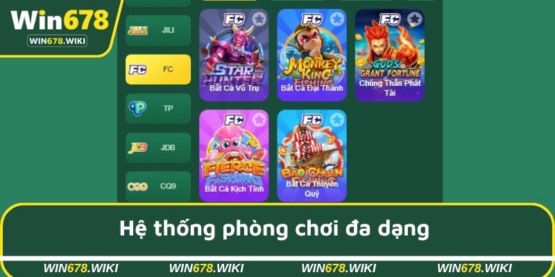 Hệ thống phòng chơi đa dạng