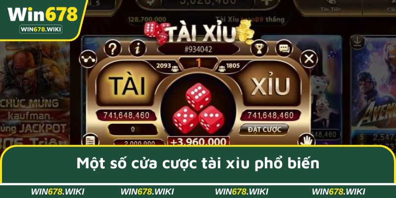 Một số cửa cược tài xỉu phổ biến